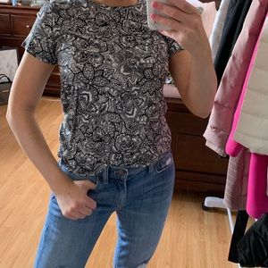 Who What Wear Black & White Floral T-Shirt